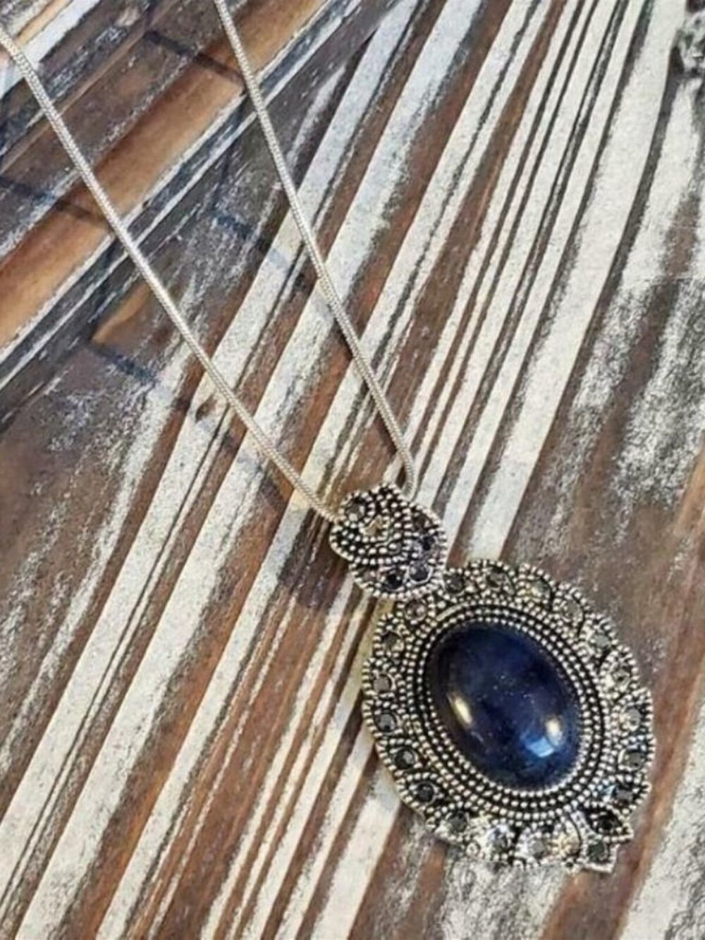 Victorian Style Necklace Gemstone Lapis Lazuli
